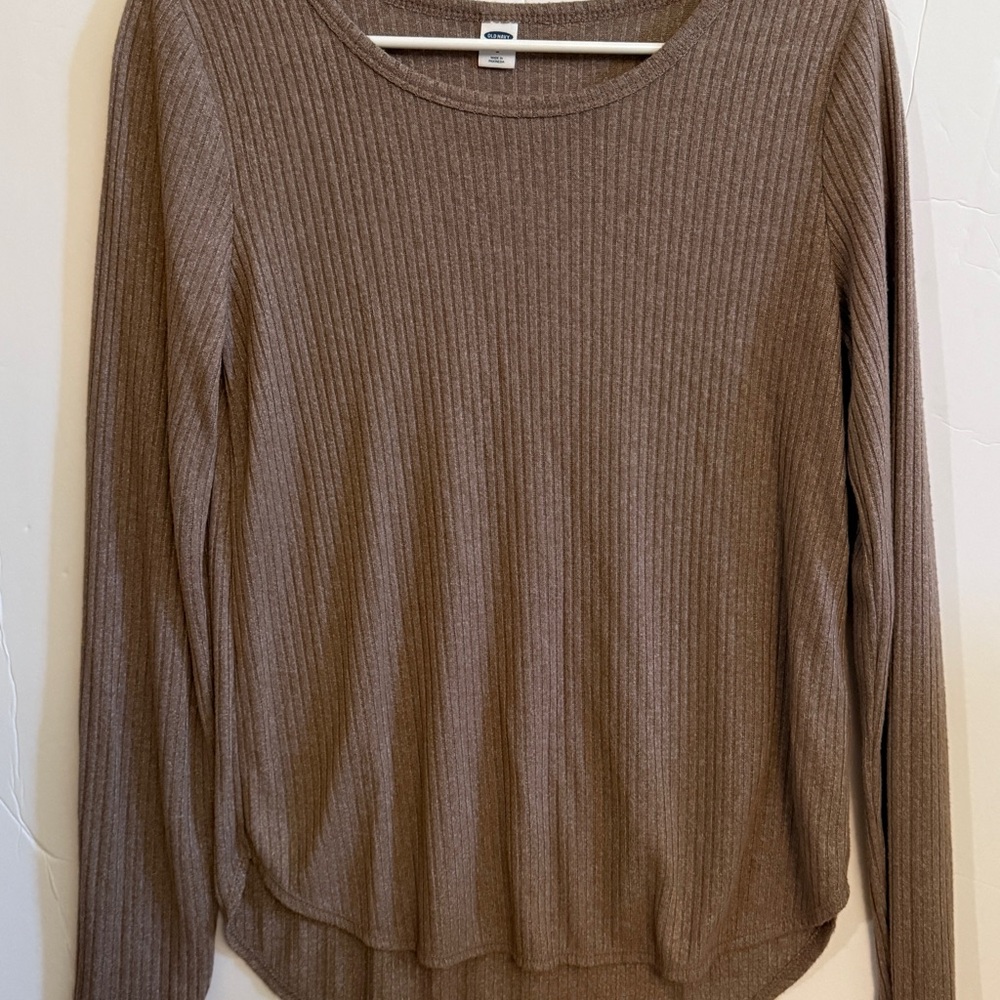 Old Navy Brown Ribbed Long Sleeve Top Size S